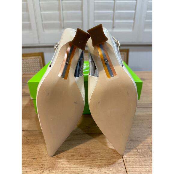 Sam Edelman Odette Heel Alpine Ivory Leather Upper Size 8 NIB Dressy Flared Heel - Picture 10 of 13